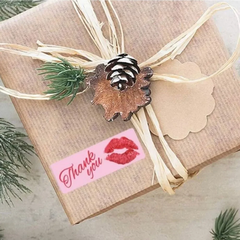 🆑 Roll of Square KISS Thank You Stickers 3”x1” Qty 120